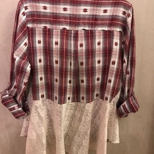 LAST ONE!!! Lola P. Button up flannel Plaid Blouse